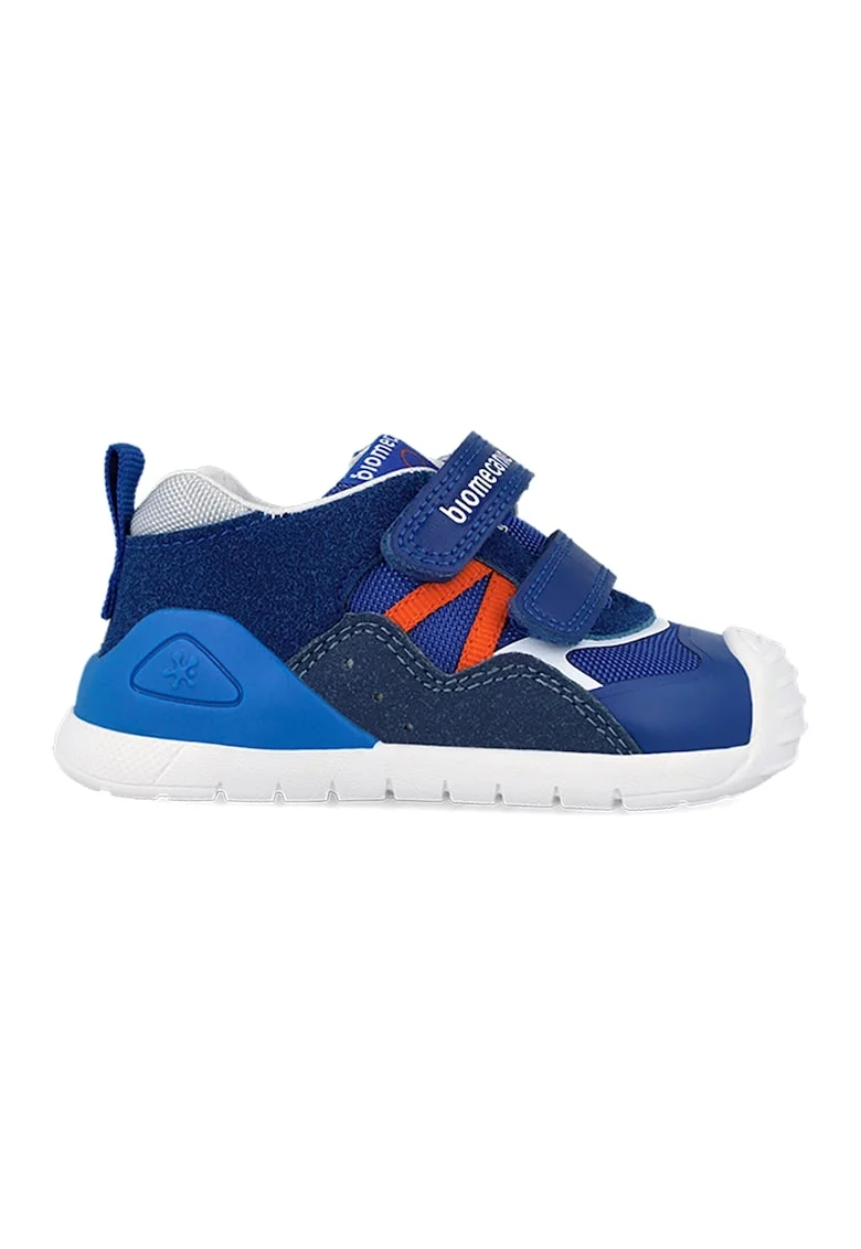 Pantofi sport cu logo si velcro, Albastru inchis/Rosu stins/Alb murdar