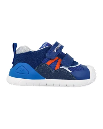 Pantofi sport cu logo si velcro, Albastru inchis/Rosu stins/Alb murdar