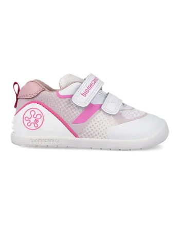 Pantofi sport cu insertii din plasa si velcro, Fucsia/Maro taupe deschis/Alb murdar