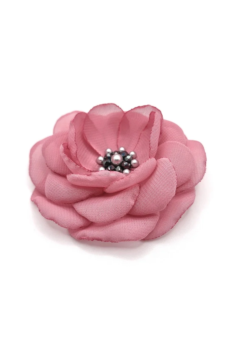 Brosa floare din voal eleganta, Zia Fashion, Lavinia, mac rosu, handmade, Roz pudrat