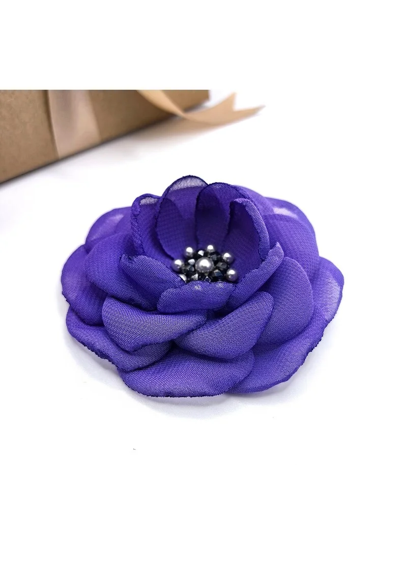 Brosa floare din voal eleganta, Zia Fashion, Lavinia, mac rosu, handmade, Mov