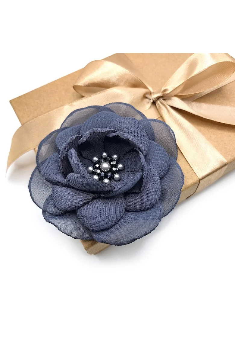 Brosa floare din voal eleganta, Zia Fashion, Lavinia, mac rosu, handmade, Gri inchis