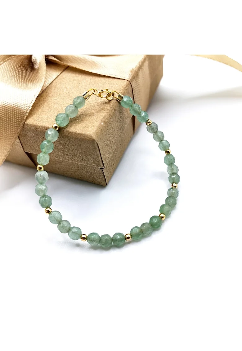 Bratara cdin pietre semipretioase si inchizatoare din Argint 925 Gentle Glow CZM-497, Verde/Auriu
