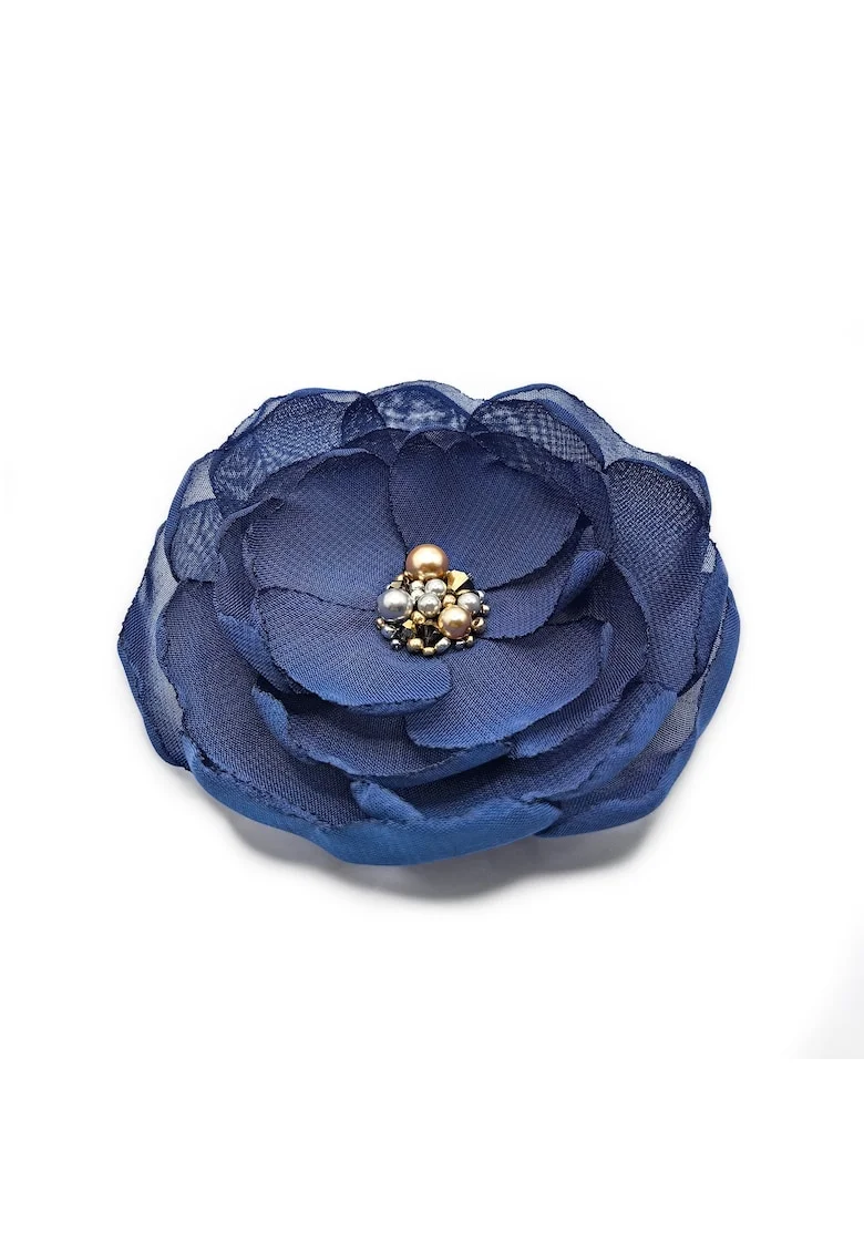 Brosa floare eleganta din voal cu perle si cristale,  Dreamy Flower, Albastru inchis