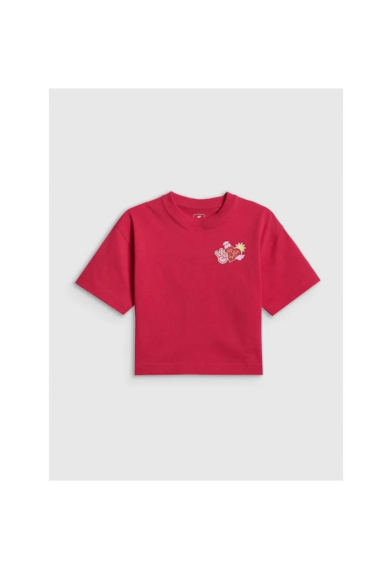 Tricou copii,  cropped, bumbac, roz, pentru fete