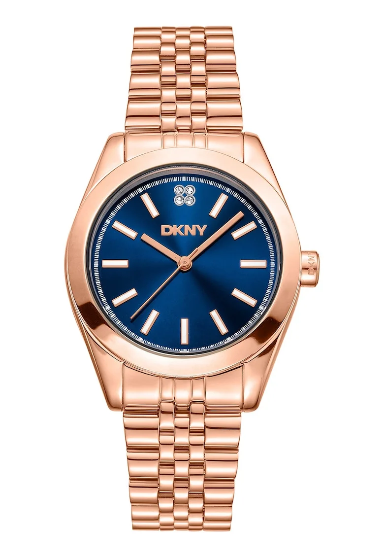 Ceas analog cu cristale pe cadran, Auriu rose