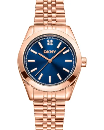Ceas analog cu cristale pe cadran, Auriu rose