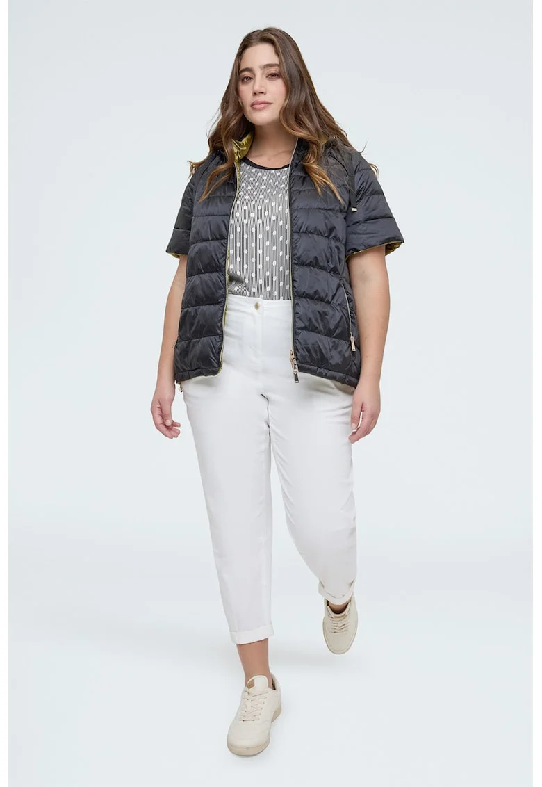 Pantaloni crop cu talie elastica, Alb