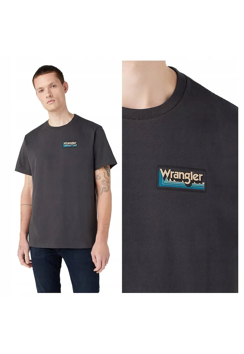 Tricou Barbati,  Graphic Tee, Regular Fit, Maneca Scurta, Decolteu Rotund, Cu Logo, Bumbac, Design Clasic, M INTL, Negru
