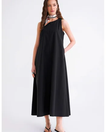 Rochie Maxi  Relaxed Fit, textil, Negru