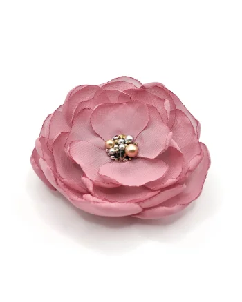 Brosa floare eleganta din voal cu perle si cristale,  Dreamy Flower, Roz pudrat