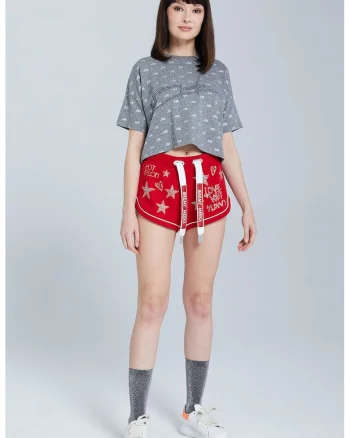 Pantaloni scurti cu strasuri, Rosu