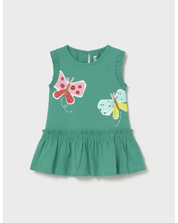 Rochie cu imprimeu fara maneci, Verde persan