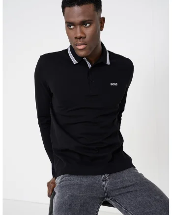 Bluza polo regular fit Plisy, Alb/Negru