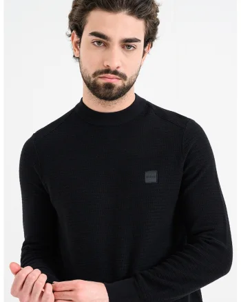 Pulover regular fit cu aplicatie logo discreta Anion, Negru