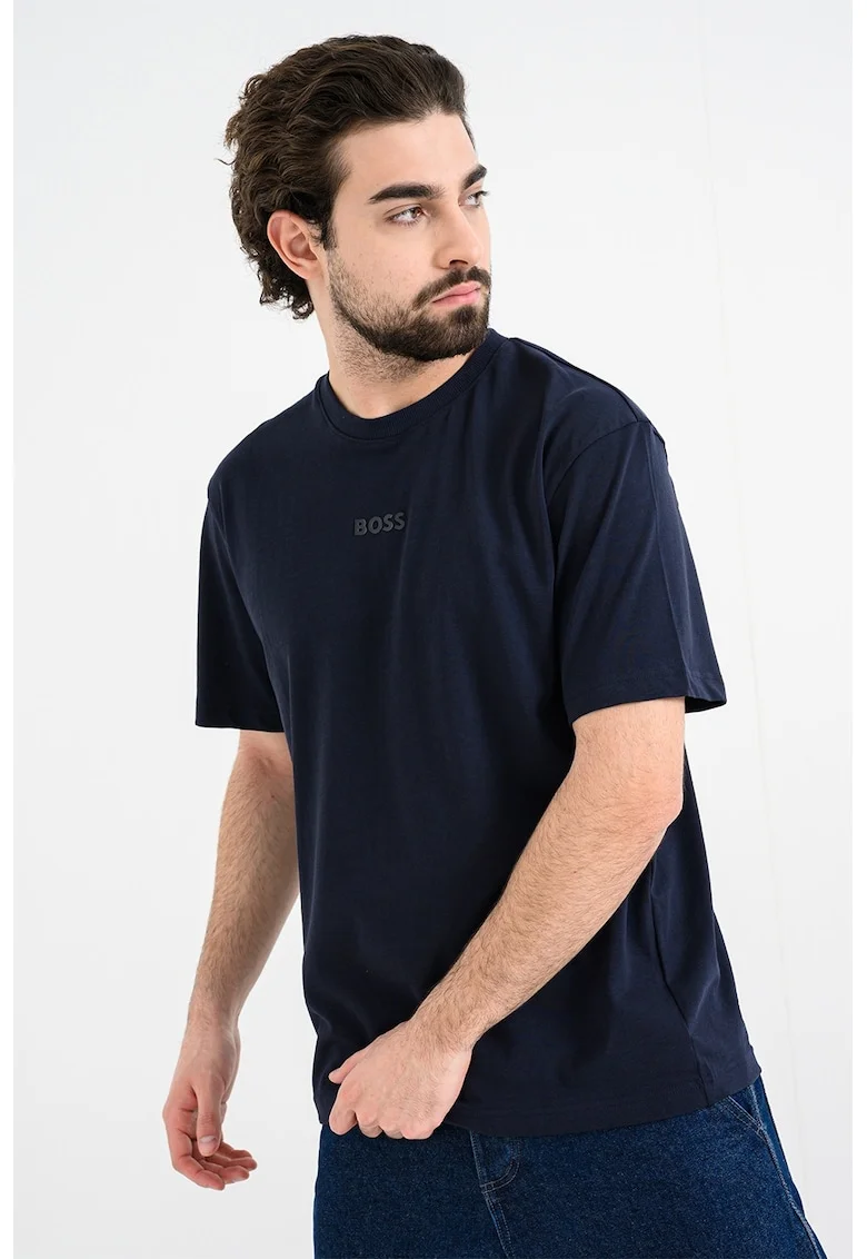 Tricou din bumbac cu logo, Albastru ultramarin