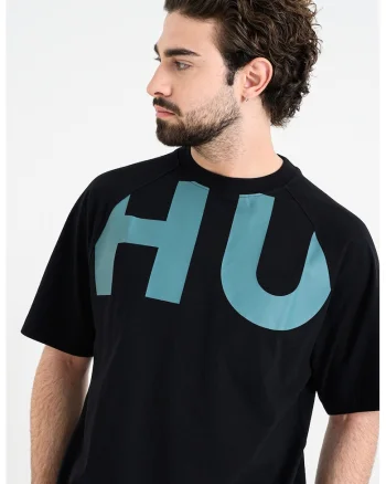 Tricou lejer cu logo supradimensionat Nalftee, Negru/Verde persan