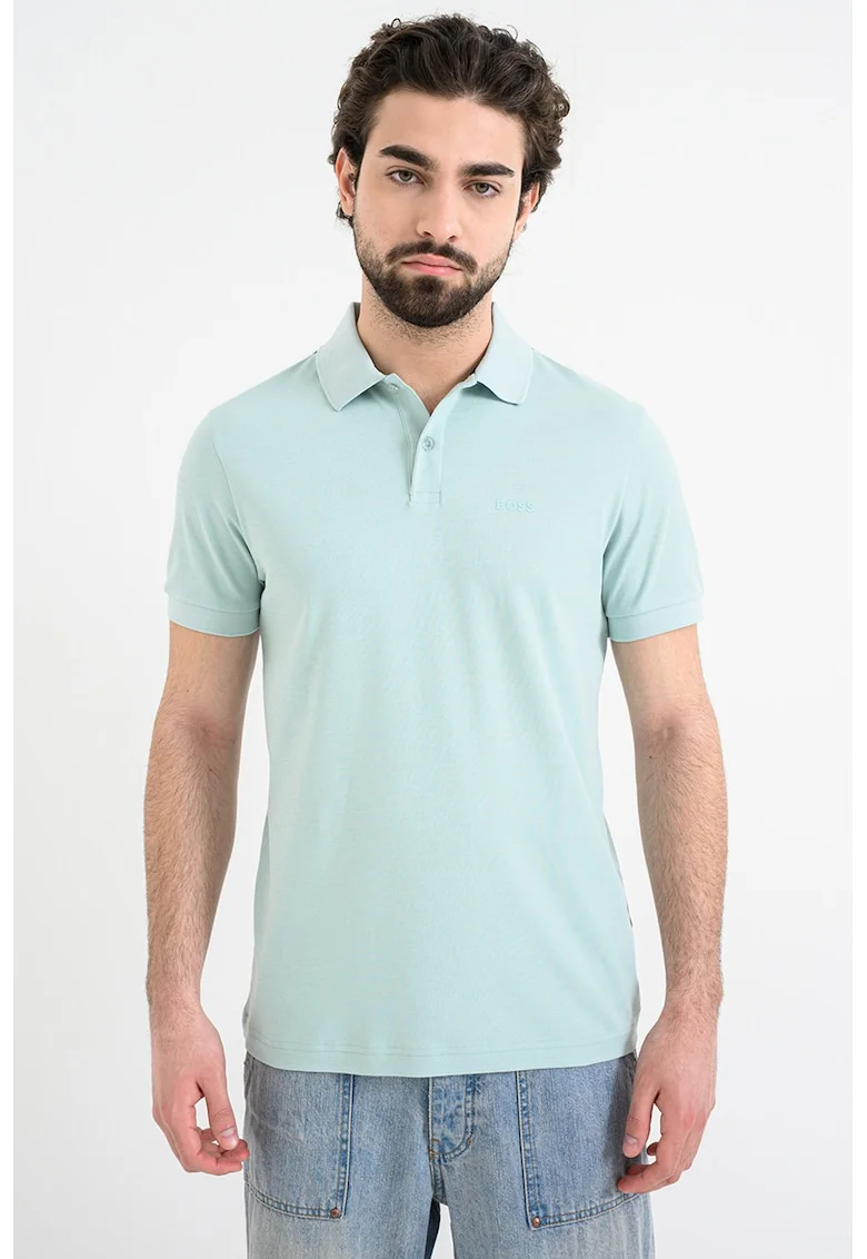 Tricou polo regular fit cu detaliu logo discret Pio, Verde menta