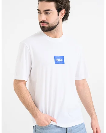 Tricou cu aplicatie logo, Albastru royal/Alb optic