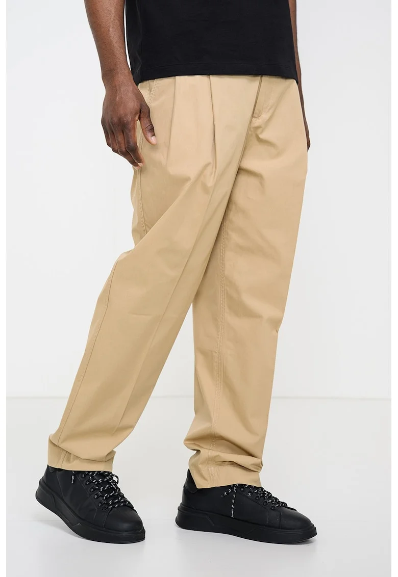 Pantaloni relaxed fit cu talie inalta Celeg, Maro nisip