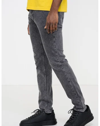 Blugi slim fit cu talie medie Delaware, Gri inchis melange