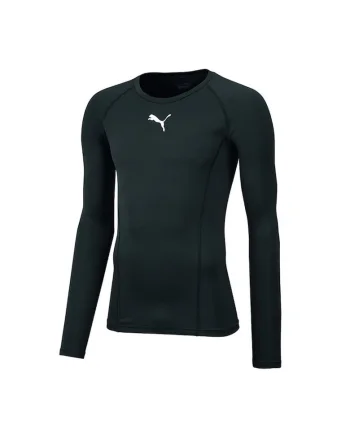 Bluza sport copii,  LIGA Baselayer, maneca lunga, negru, poliester-elastan,