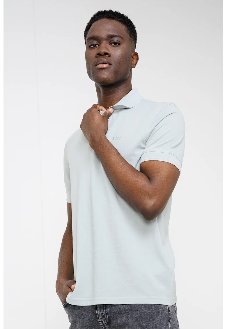 Tricou polo de bumbac pique Prime, Verde/Verde pal