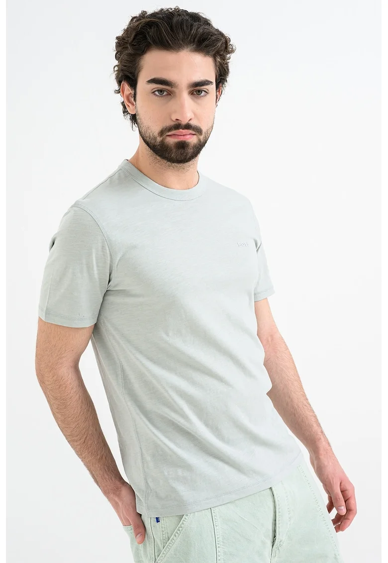 Tricou slim fit din bumbac Tegood, Verde/Verde pal