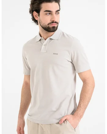 Tricou polo de bumbac pique Prime, Gri deschis