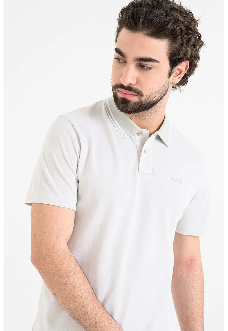 Tricou polo relaxed fit Peoxford, Alb/Bej deschis
