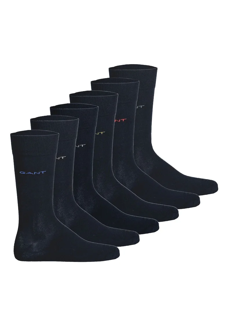 Set de sosete din amestec de bumbac cu logo - 6 perechi, Albastru