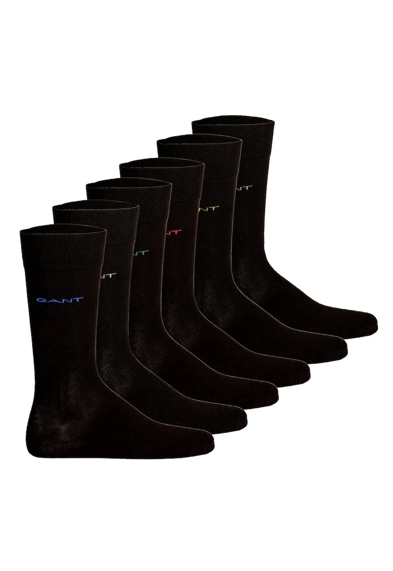 Set de sosete din amestec de bumbac cu logo - 6 perechi, Negru