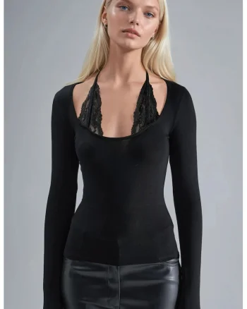 Bluza dama  slim fit, viscoza/elastan, negru