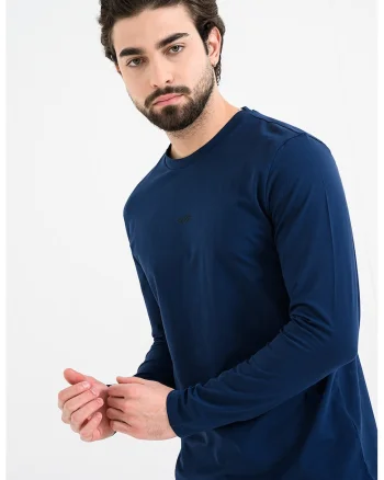 Bluza cu decolteu la baza gatului Chark, Albastru inchis