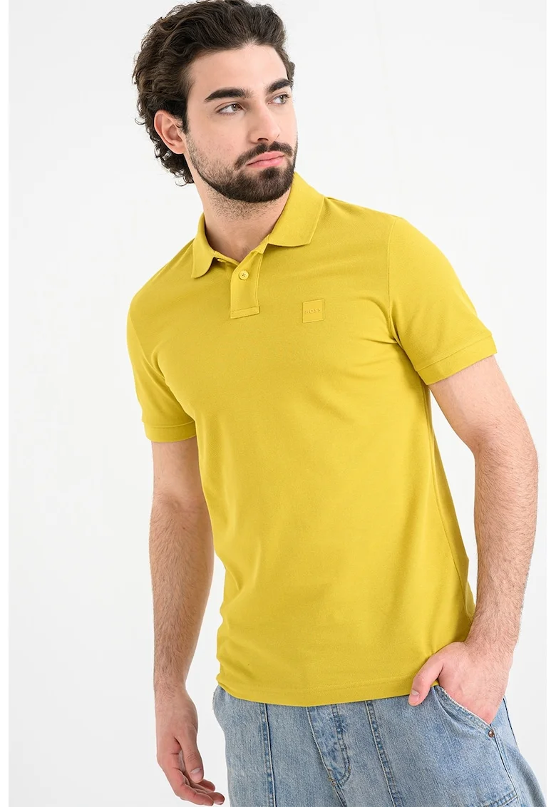 Tricou polo slim fit Passenger, Galben sofran