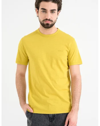 Tricou slim fit din bumbac Tegood, Galben sofran