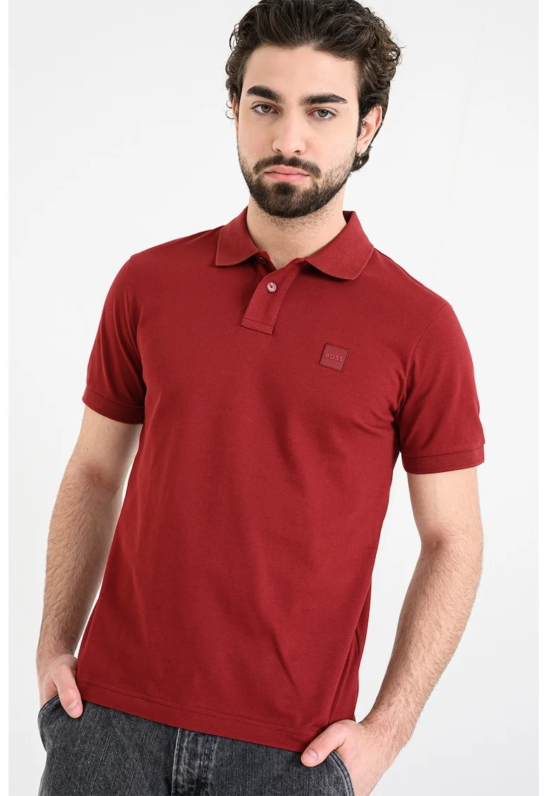 Tricou polo slim fit Passenger, Rosu inchis