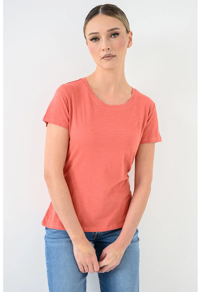 Tricou cu decolteu rotund, Rosu deschis
