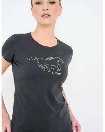 Tricou cu imprimeu logo, Alb/Gri antracit