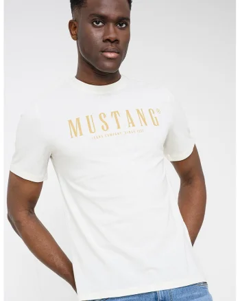 Tricou cu logo Austin, Verde masliniu/Alb murdar