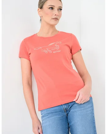 Tricou cu imprimeu logo, Alb/Rosu deschis