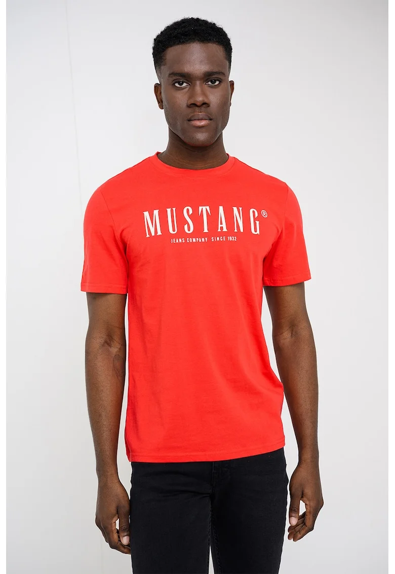 Tricou cu logo Austin, Alb/Rosu capsuna