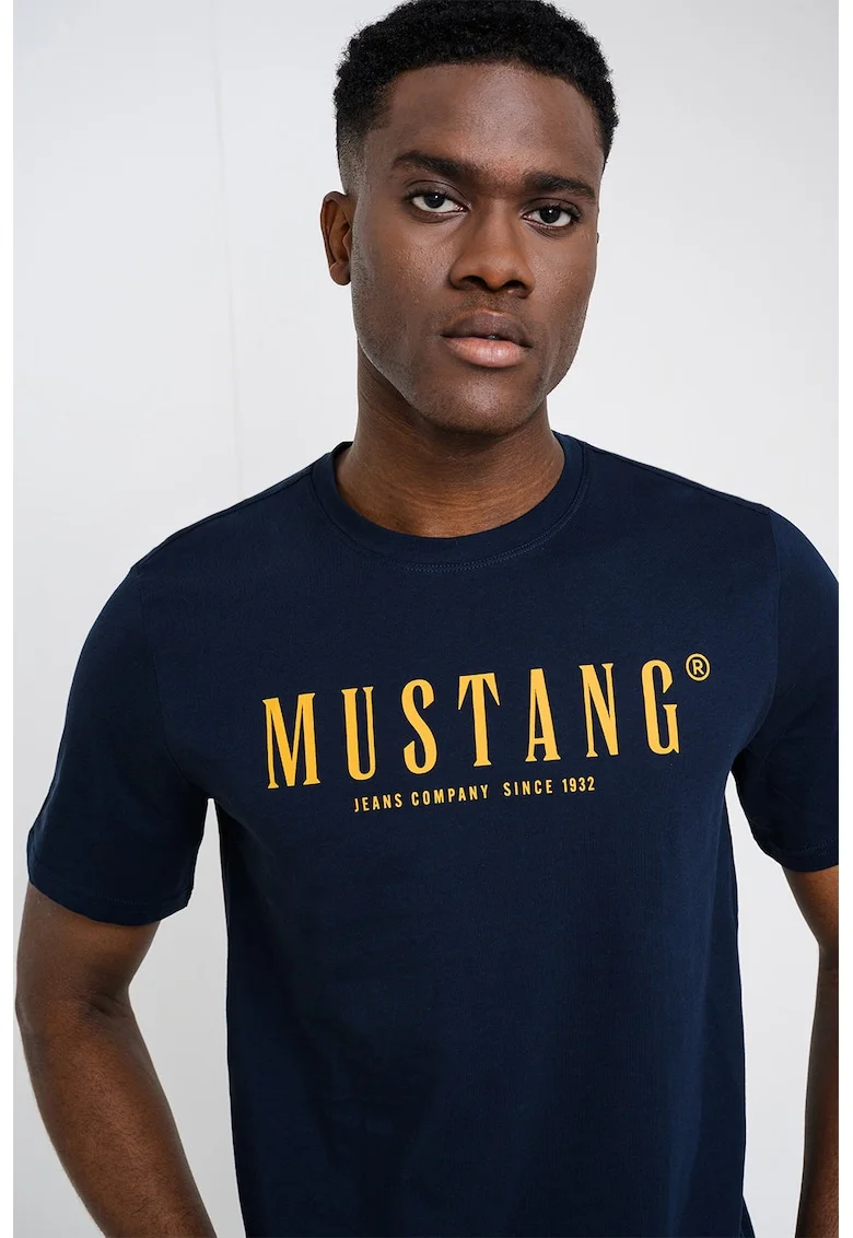 Tricou cu logo Austin, Bleumarin/Galben mustar
