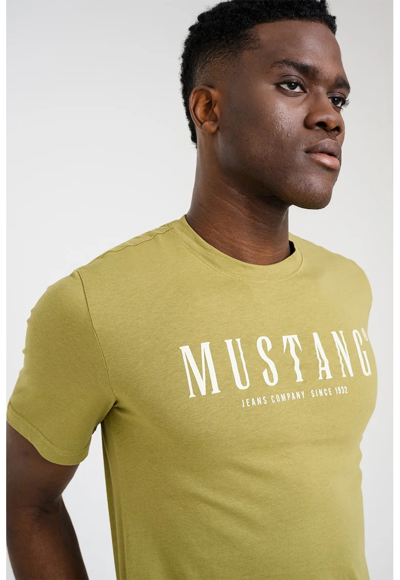 Tricou cu logo Austin, Alb/Verde masliniu deschis