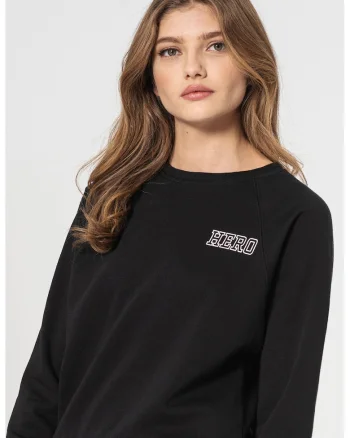 Bluza sport cu decolteu la baza gatului si maneci raglan Lula, Alb/Negru