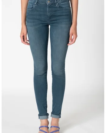 Blugi skinny cu talie inalta Regent, Alb/Albastru prafuit