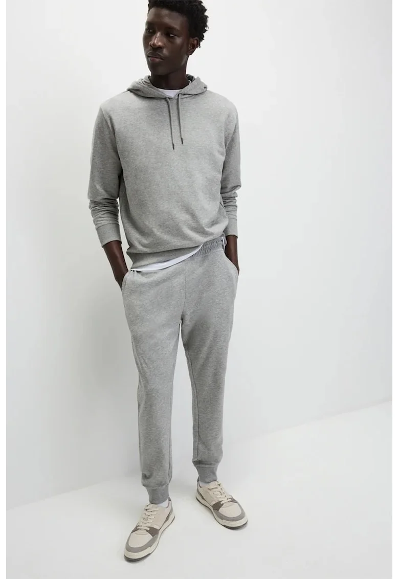 Pantaloni de trening din amestec de bumbac, Gri melange