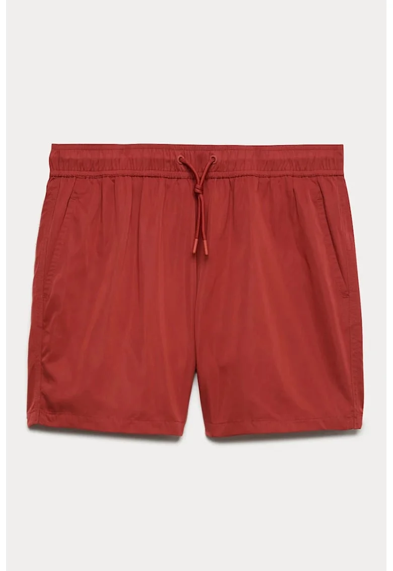 Pantaloni scurti de baie din material cu uscare rapida, Rosu inchis