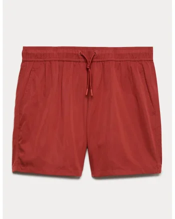 Pantaloni scurti de baie din material cu uscare rapida, Rosu inchis
