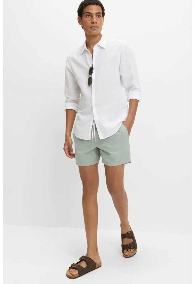 Pantaloni scurti de baie din material cu uscare rapida, Verde pal